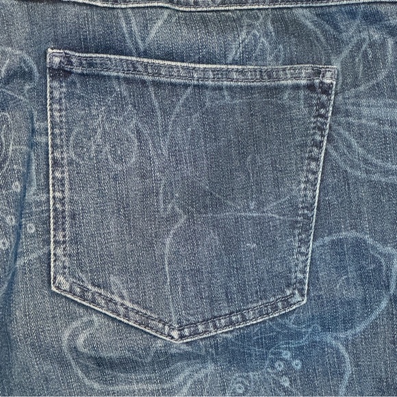 Escada Jeans Women's Size 42 12 Floral Printed Slim Bleach Blue Stretch Artsy - Picture 9 of 15